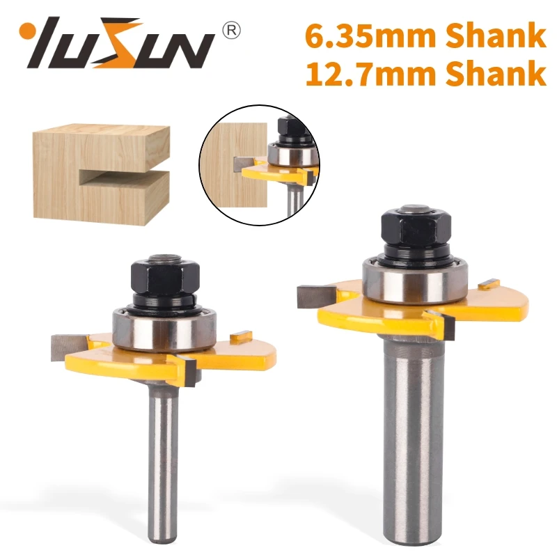 YUSUN 6.35MM12.7MM T TYPE BIT WITH BEARNG Z3Router Bit Woodworking Milling Cutter For Wood Bit Face Mill Carbide Cutter End Mill