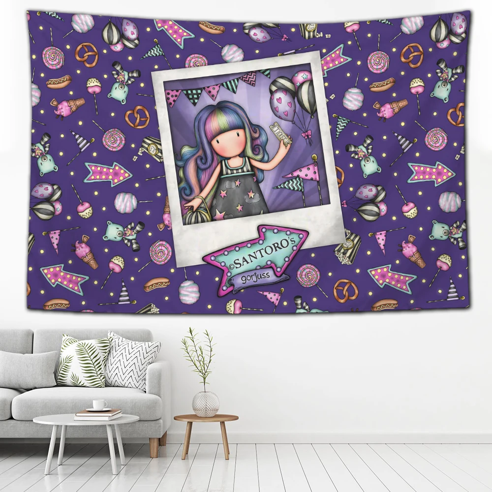 2024 cartoon cute girl Santoro London Gorjuss Tapestry Decoration Flag Living Room Wall Hanging Bedroom Wall Carpets tapestries