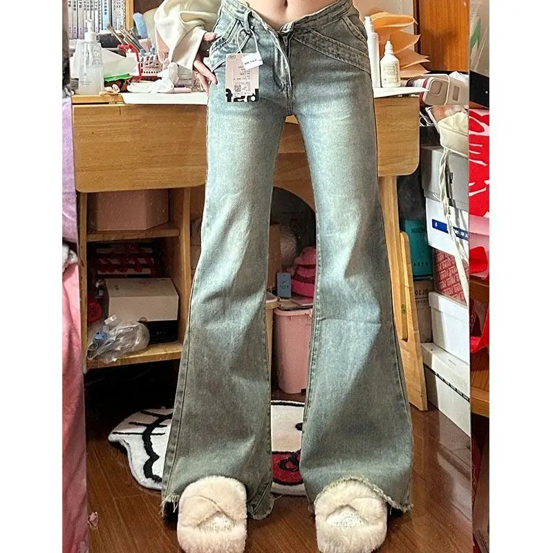 Jeans lunghi da donna dritti classici svasati con fondo a campana Bootcut tromba allungamento delle gambe sagoma a forma di pera abbigliamento femminile