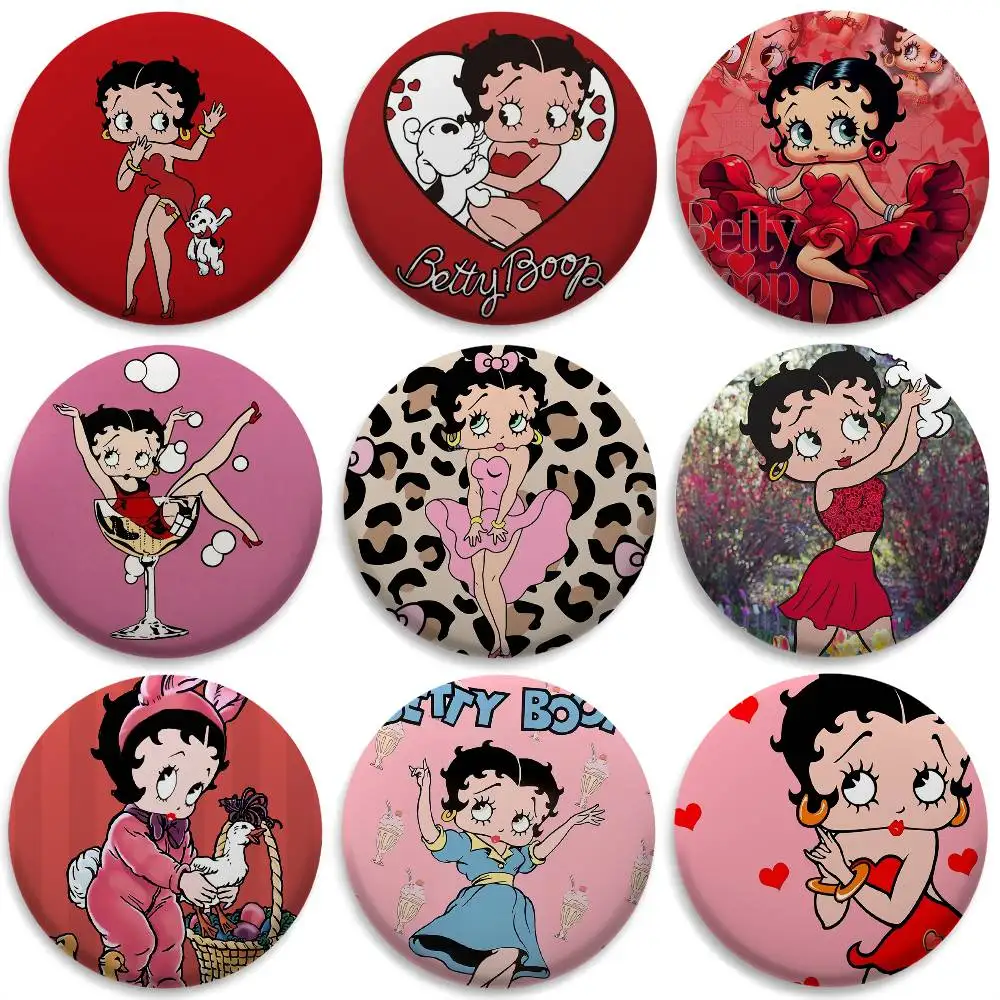

Fahion B-BeTTy-CuTe-Boop Badges Round Exquisite Badge Brooches Creative Pins For Clothes Hat Backpack Gift Accessories