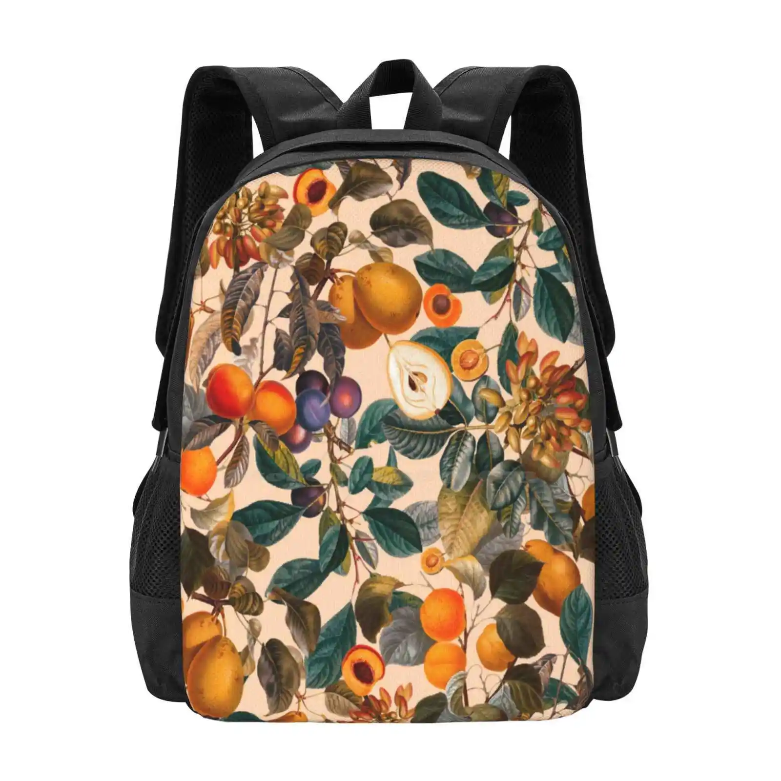 Vintage Fruit Pattern Ix Large Capacity School Backpack Laptop Bags Floral Forest Jungle Tropical Botanical Exotic Leaf Laeves