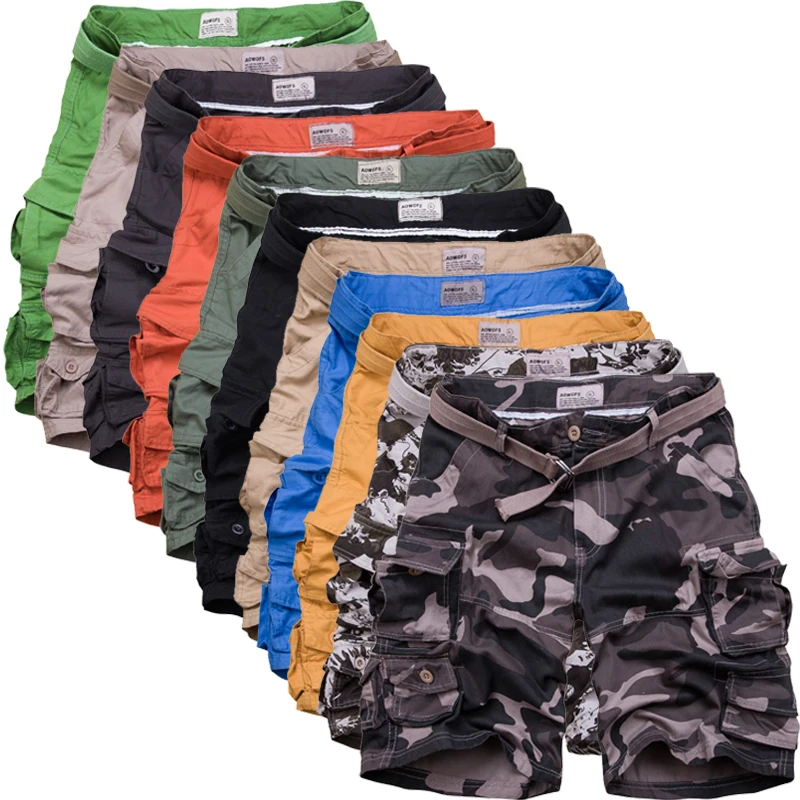 11 cor dos homens verão camo tamanho grande solto praia calças curtas ao ar livre caminhadas pesca escalada multi-bolso shorts de carga reta