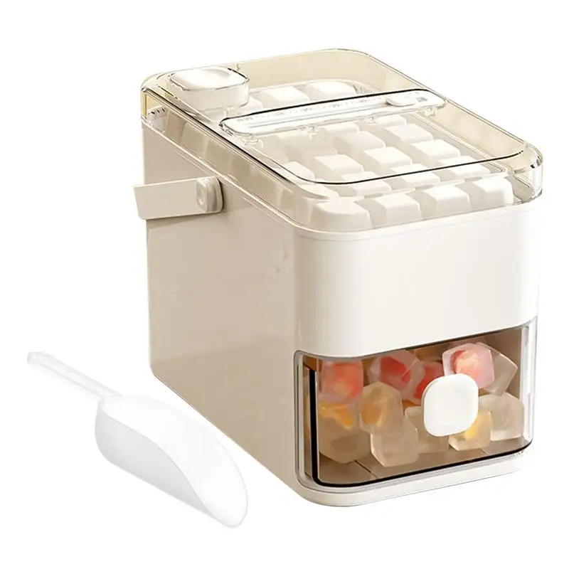 

Ice Tray with Lid and Bin Easy Release Ice Maker Large Capacity Iced Beverage Making Tools for Wine Juice Kitchen Accessories