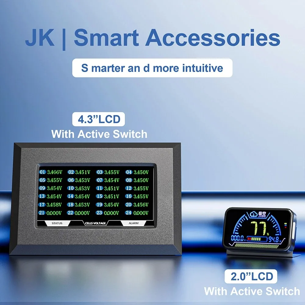 JKBMS LCD Display 4.3 inch 3.2 inch V19 Verson for Jikong Smart BMS Accessory 8S 24V 16S LiFePo4 Li-ion 10S 13S
