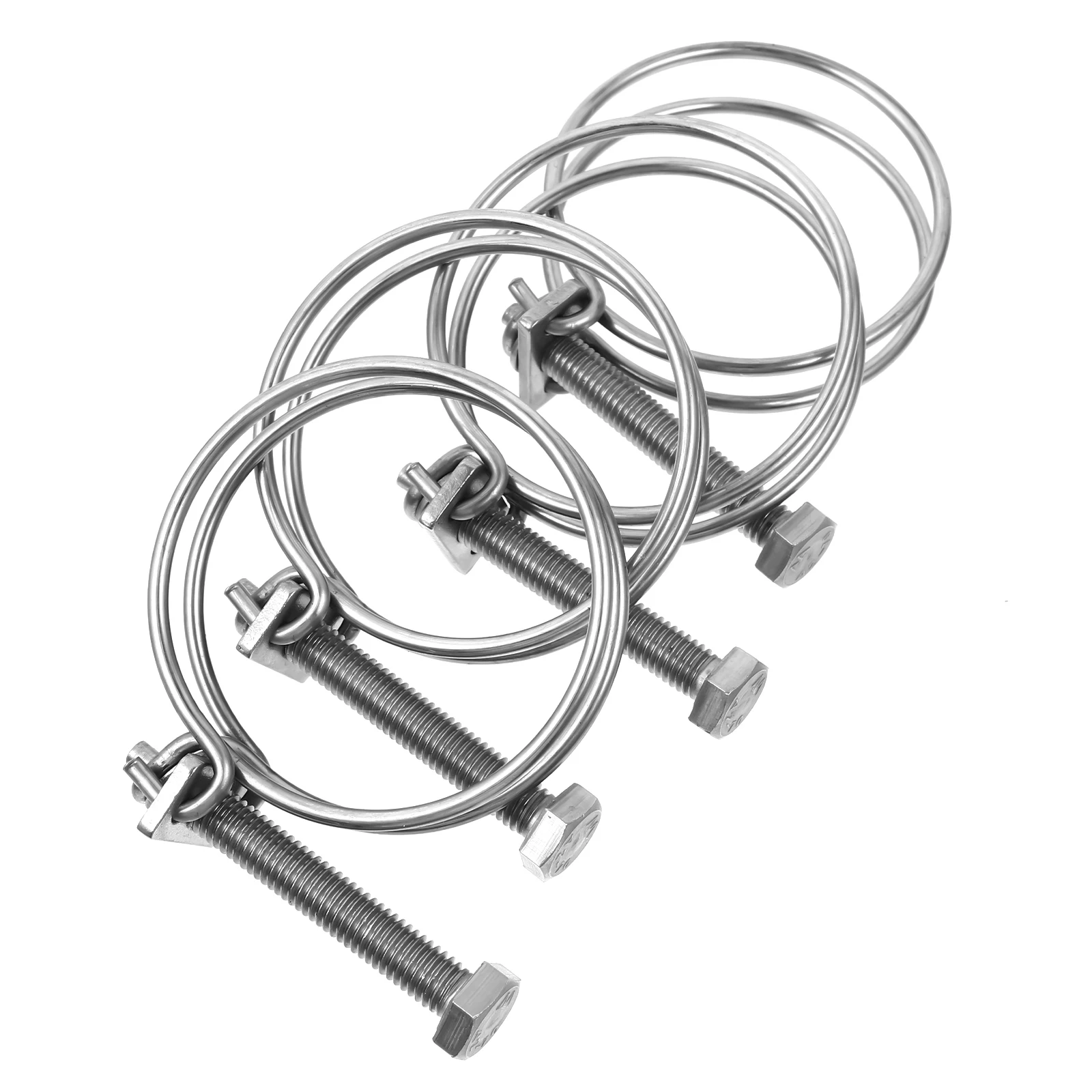 

4 pcs Stainless Steel Hose Clamps 304 Worm Gear Pipe Clips Fire-Fighting Repair Tool Compact Lightweight 360 for Plastic