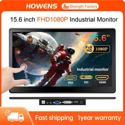 HOWENS 15.6 inch Touchscreen 1080P IPS Screen Speakers Industrial with VESA HDMI DVI VGA For Laptop PC Phone