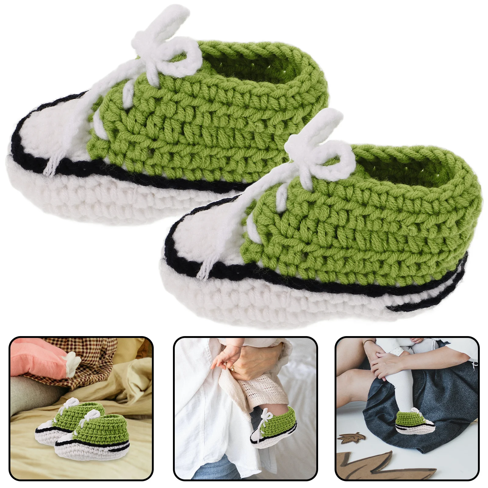 الأخضر 10 سنتيمتر الطفل الكروشيه الجوارب لينة محبوك أحذية للرضع 0-12 متر الدافئة تنفس رائعتين تصميم متماسكة حذاء طفل
