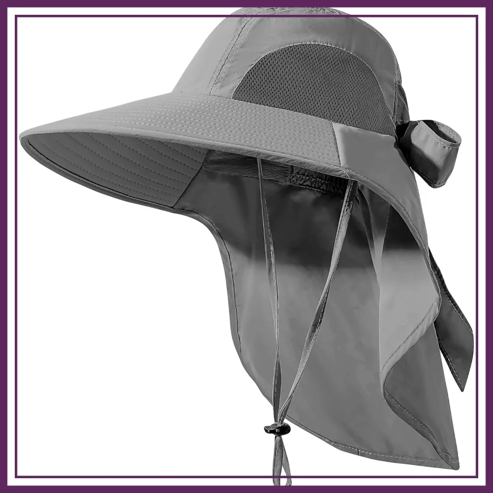 

Women's Sun Hat UV Protection, Foldable Waterproof Wide Brim Bucket Hat with Neck Flap for Summer Beach Fishing Hiking
