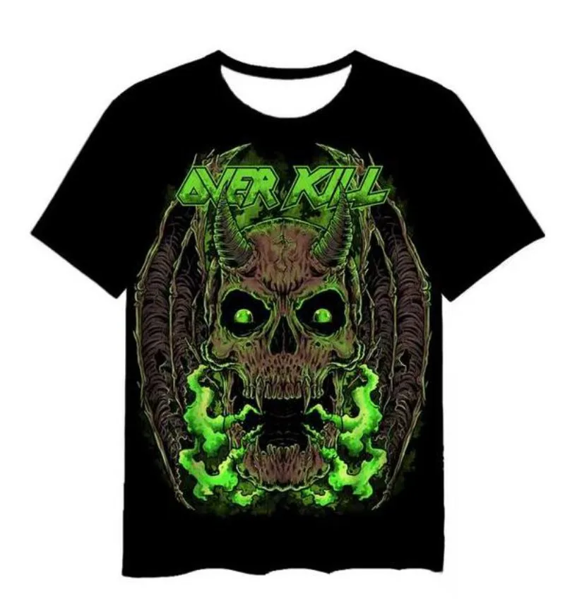 

New Fashion Men/Women Overkill Band 3D Print Short Sleeve T-Shirt Fashion T Shirt Sport Hip Hop Summer Tops TX126