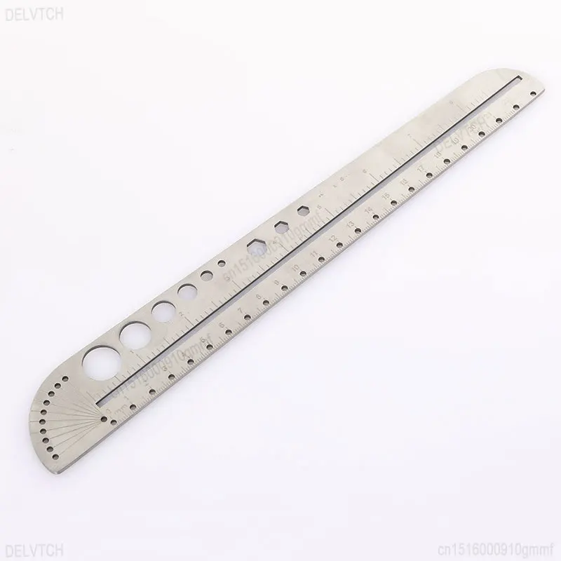 23cm/9inch Multifunctional Stainless Steel Straight Ruler Protractor Angle Degree Measuring Tool Woodworking Drawing Stationery