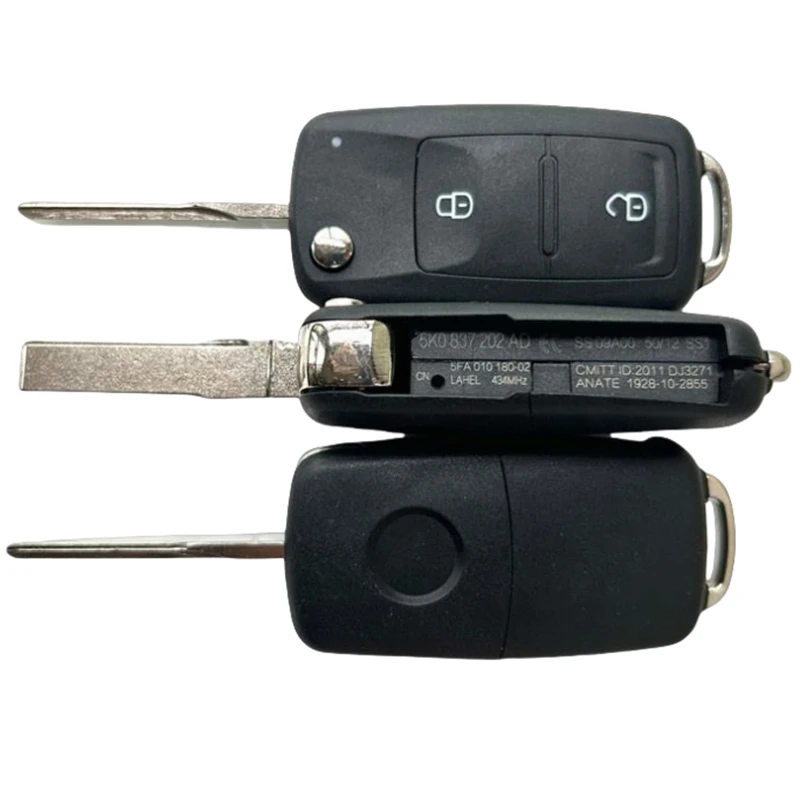 XIEAILI OEM 10Pcs 2Button Replacement Key Case Flip Folding Remote Key Shell For VW Tiguan Golf Passat Polo Jetta