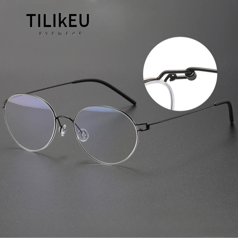 

Screwless Air Titanium Luxury Eyeglasses Frame Men Women Oval Retro Optical Myopia Glasses Denmark Brand Simple Leisure Business