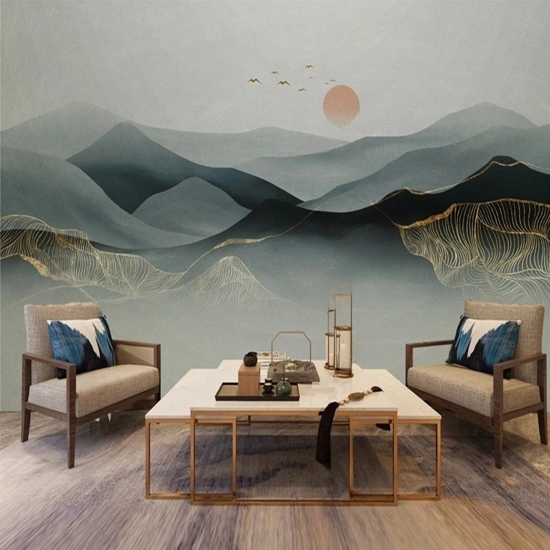 

MU8640 Custom Size Wallpaper Hand-painted Ink Oil Painting Abstract Landscape TV Sofa Background Papier Peint
