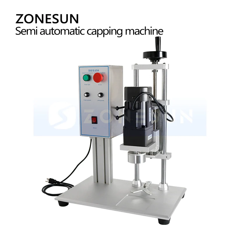 ZONESUN Semi Automatic Electric Bottle Cap Capping Machine Screw Capper Bottle Cap Sealer Chuck 10-50mm ZS-XG450