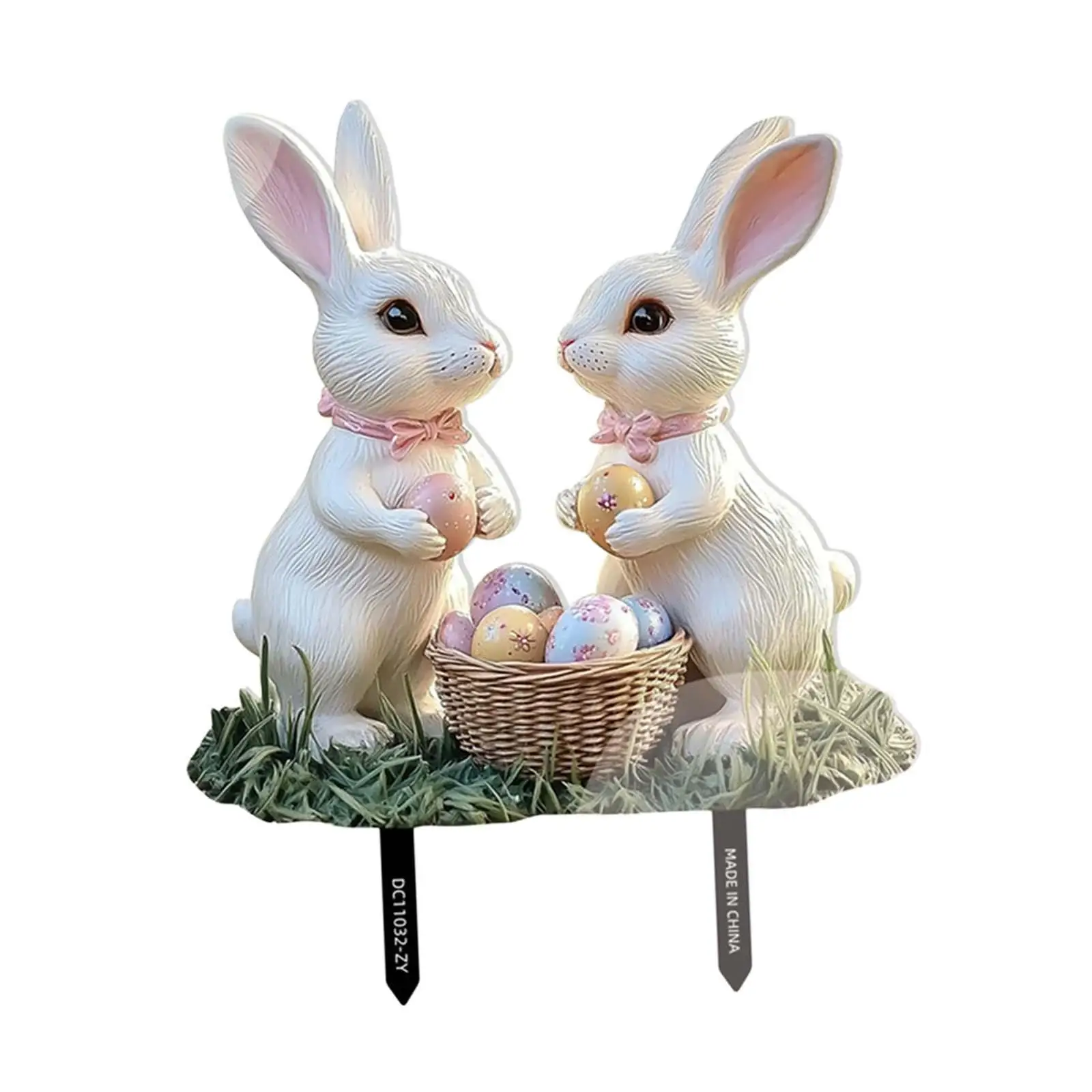 Easter Bunny Garden Stake Lawn Ornament Yard Art Decor Potted Plant Decoration for Patio Outside Backyard Indoor/Outdoor Planter