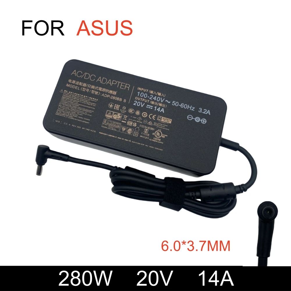 

280W 20V 14A 6.0*3.7mm Laptop Adapter For Asus ROG Strix G513R G513Q G713R G713Q Scar G15 G16 G17 G18 15 17 G532L G533Z G732L