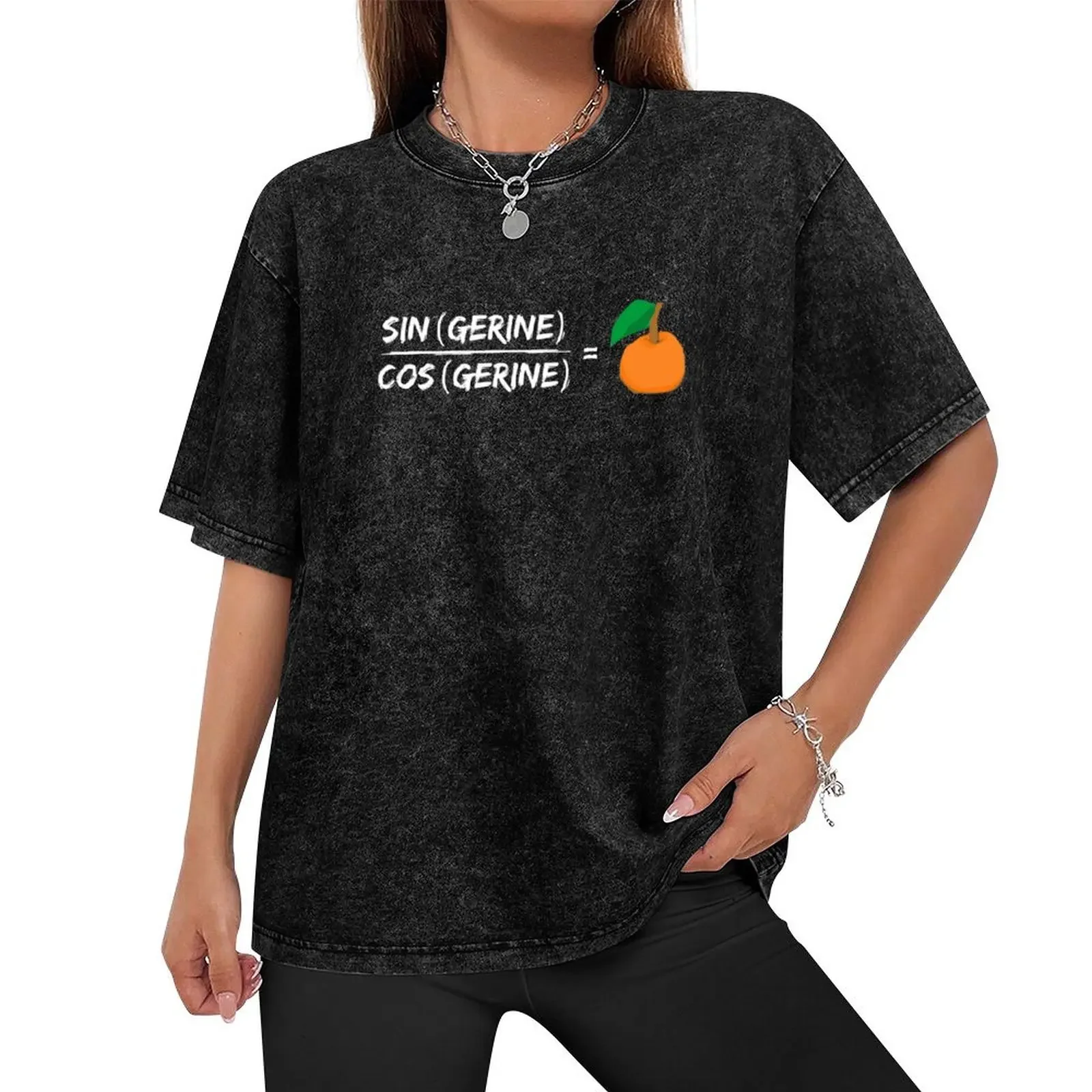 Sine Cosine Tangent Tangerine Trig Math Joke Pun T-Shirt summer clothes oversized graphic tee heavyweights Men's t shirts