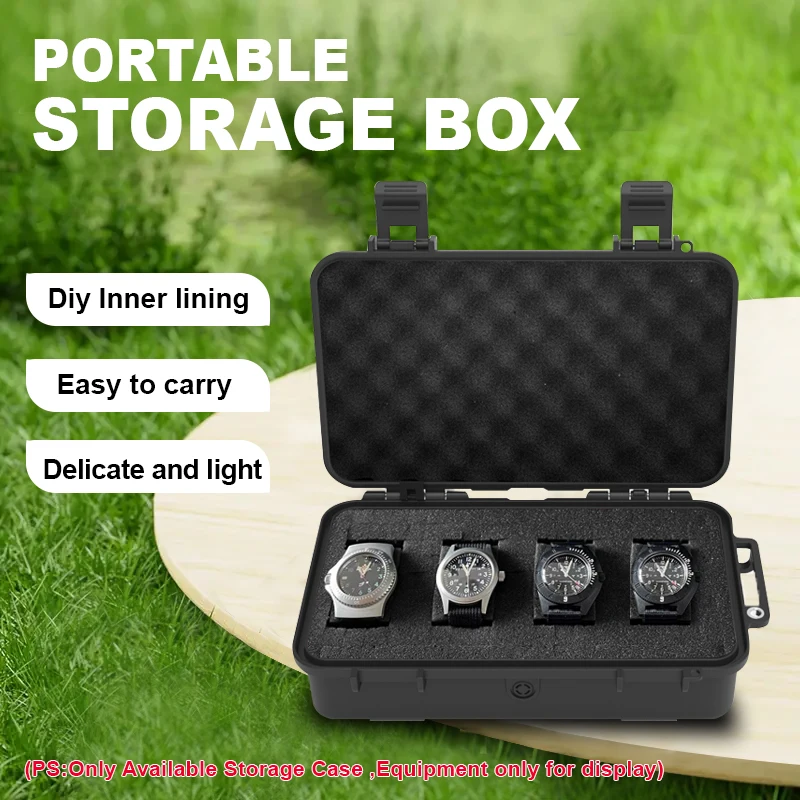 Durable Tool Storage Case - Waterproof, Moisture-Proof & Dustproof with High-Density Sponge Padding for Watches and Toys