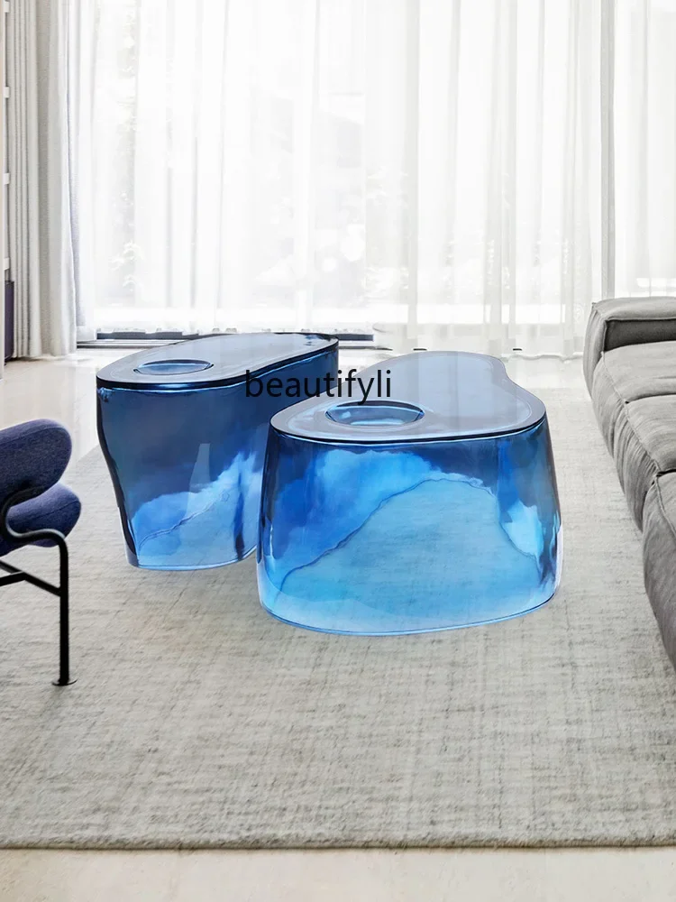 Light luxury high-end splicing coffee table combination villa living room home sofa side table removable transparent resin table