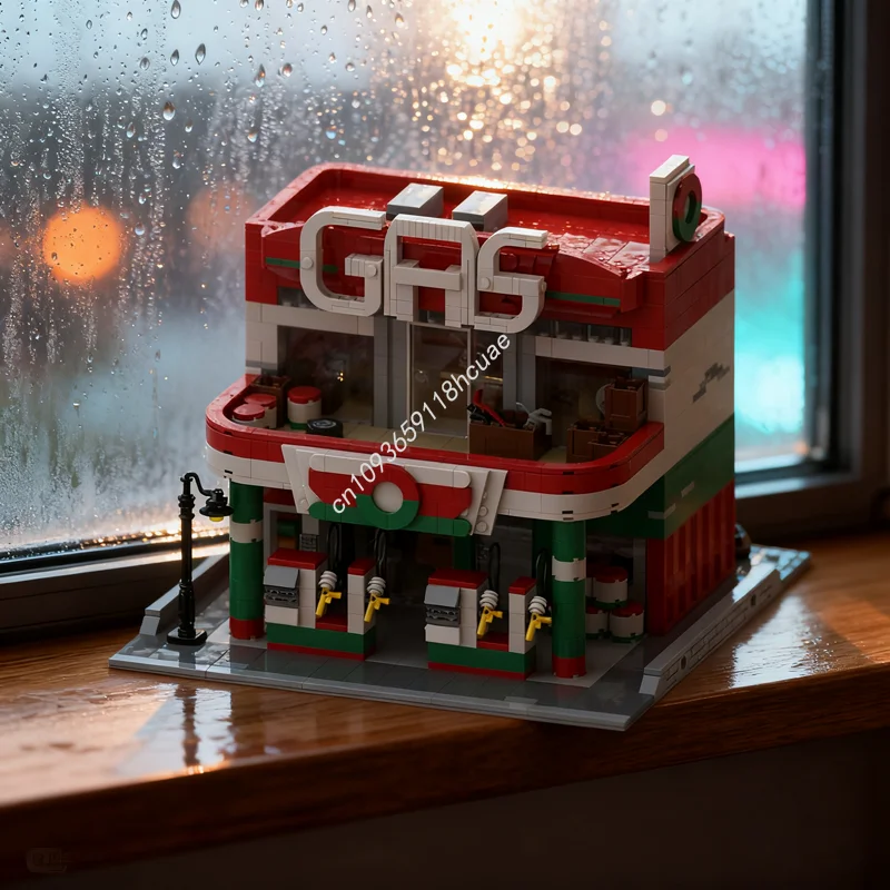 

1617pcs MOC Modular Gas Station 2 Modulared Model Building Christmas Gifts Blocks Architecture DIY Toys Creative Education Kids