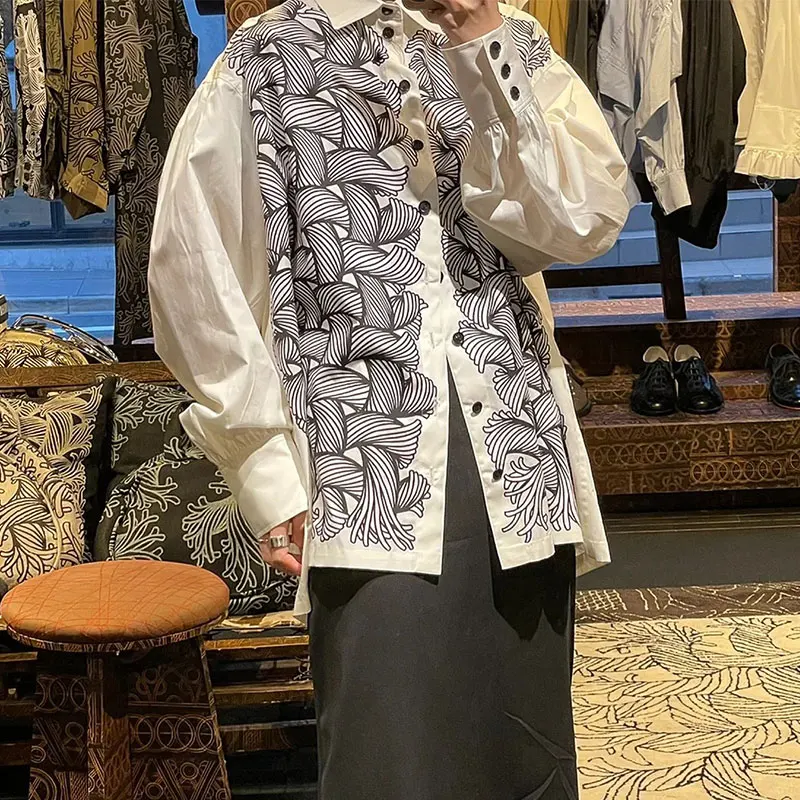 

Loose Fit Cotton irt with Classic Rope Knot Print Long Sve 22ss Sle Men's And Women's Premium Quali irt