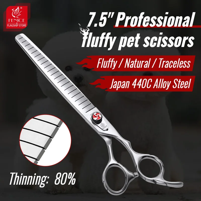 Fenice 7.0/7.5 inch Professional Dog Grooming Cutting Thinning Scissors Thinning Rate 75% Shears for Pet Groomer