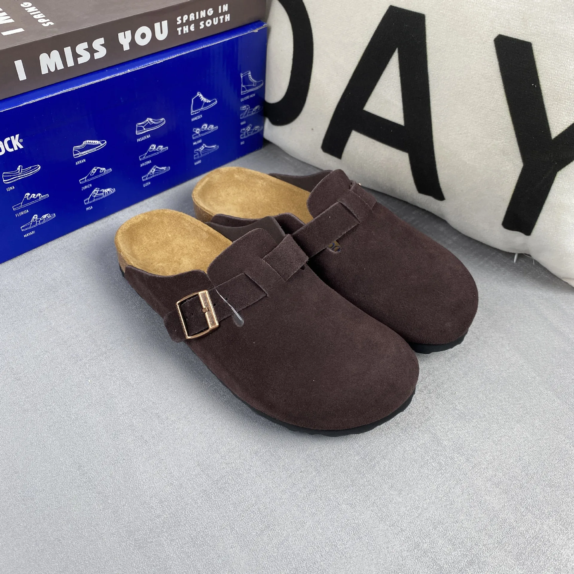 Summer Soft Birkenstock‌Insole Suede Sandals, Fashionable and Versatile Couple Cork Slippers, Arch Support Beach Slippers