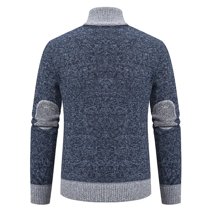 Autumn Winter Men Comfort Stand Collar Casual Coat Outdoors Fashion Fleece Thickening Sweater New Solid Comfort Keep Warm Tops