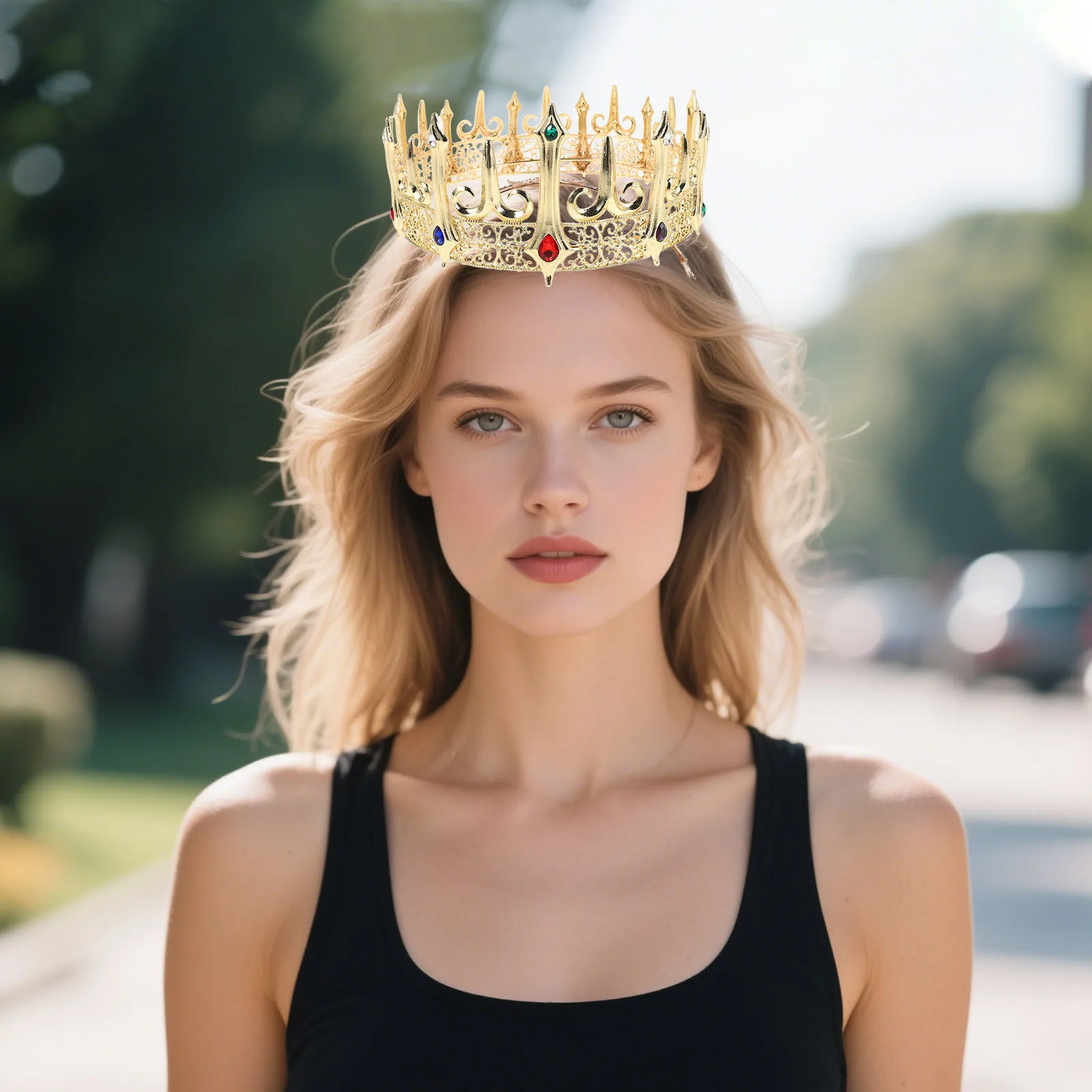 

Gothic Crown Jewelry Medieval Costume Accessories Cosplay Alloy for Men Adult Male and Women