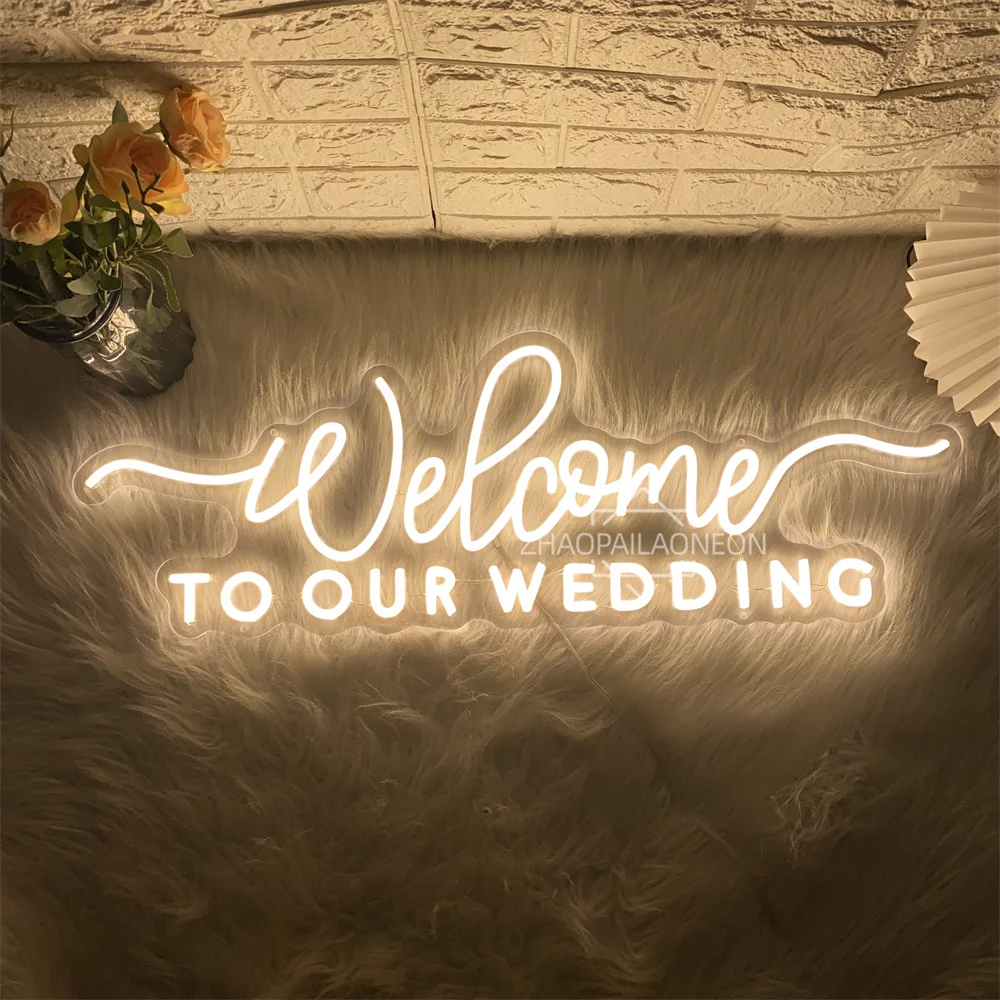 Welcome to our wedding Neon Led Sign Wall Hanging Wedding Party Room Decor Engaged Neon Lights USB Wedding Decoration Signs