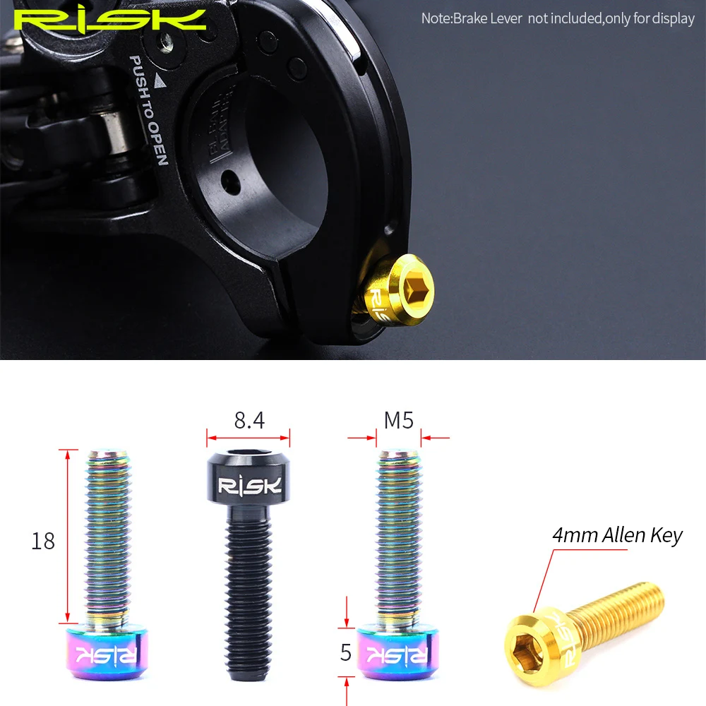 RISK 2PCS M5*18mm Bike Stem Handlebar Fixing Titanium Ti Bolts Fixed Screws Hollow Lightweight  for MTB Bicycle Seat Post Clamp