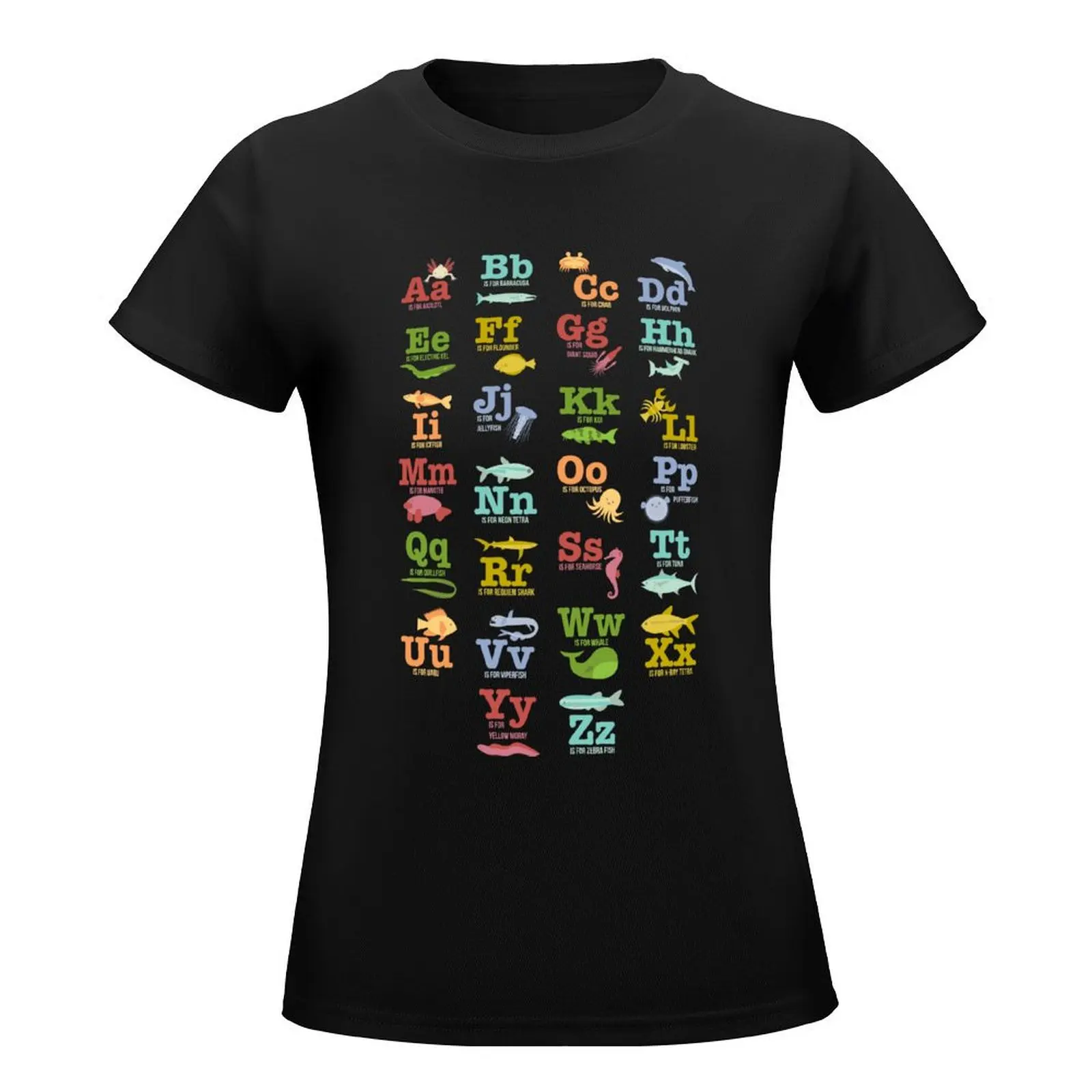 Aquatic Animals Alphabet Shirt T-Shirt Female clothing shirts graphic tees female Women's clothing