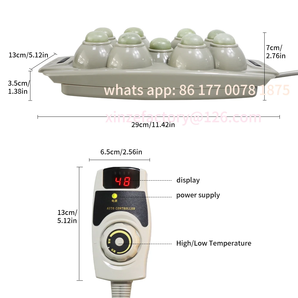 Customizable Natural Jade Thermal Therapy Handheld Heating Waist Massager Therapeutic Device for Health Care Muscle