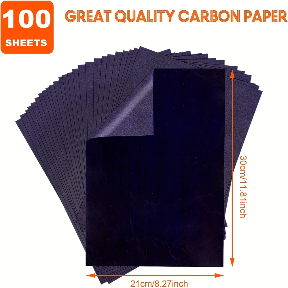 100PCS A4 Carbon Paper Graphite Transfer-Paper Graphite Paper For Tracing Drawing Patterns On Wood Projects Canvas Fabric