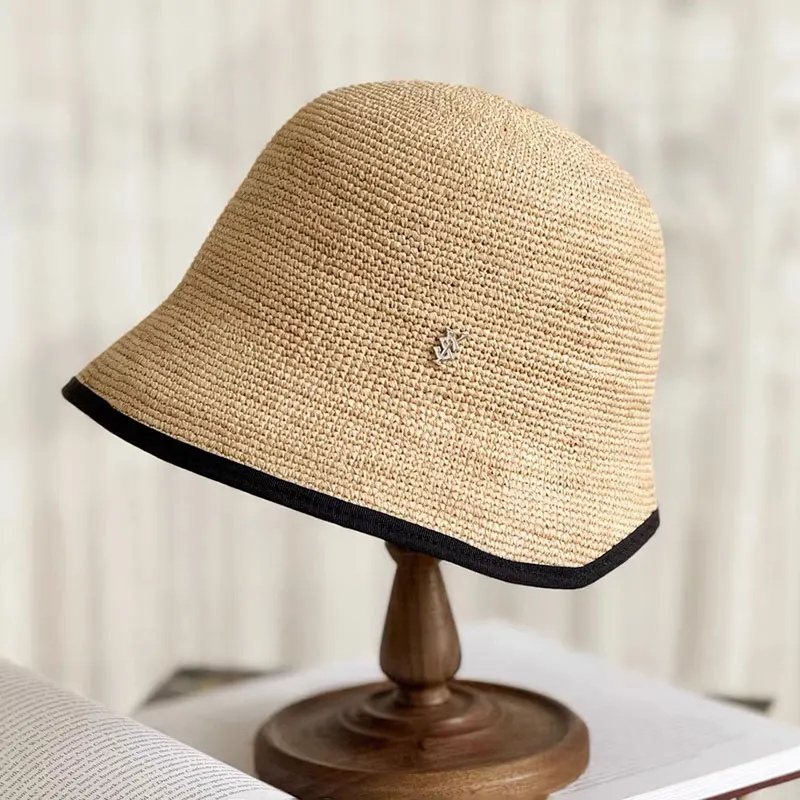 Fashion Raffia Grass Fisherman Straw Hat Women\'s High Quality Bucket Hat Summer Beach Vacation Hat Basin Hat Designer Bonnet