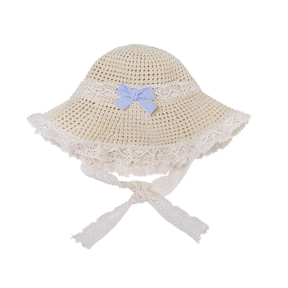 

Summer Elegant Big Bowknot Sun Hat Sweet Wide Brim Woman's Straw Hat Anti UV Sun Protection Lace Brim Sunshade Cap Girls