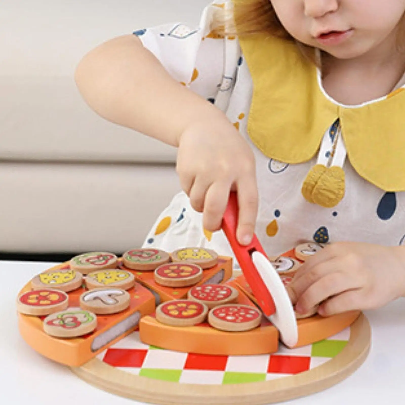 Wooden Pizza Toy Educational Learning Toy Kitchen Toy Pretend Play Cutting Food Play Toy for Children Boys Girls Birthday Gifts