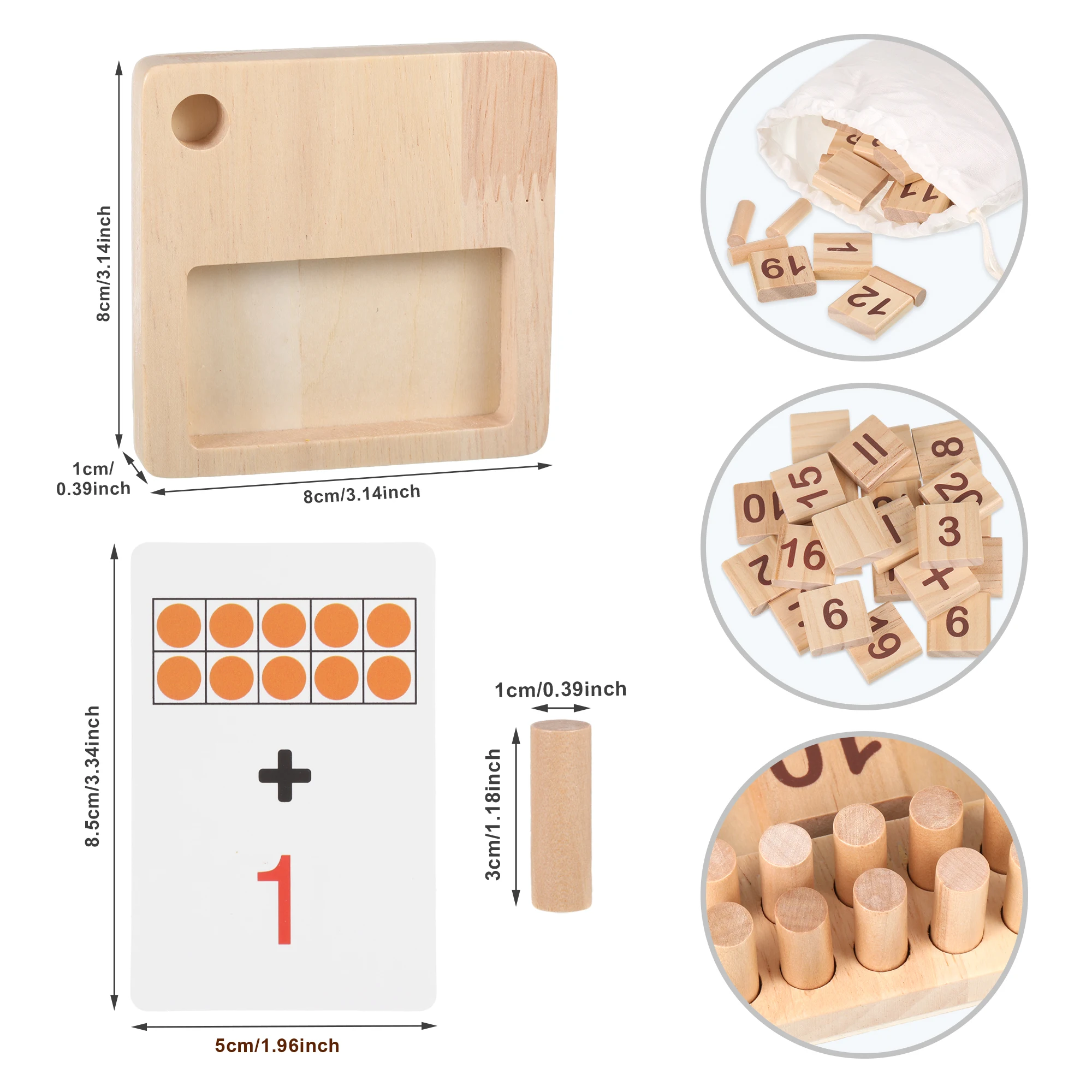 Juguetes educativos de aprendizaje para niños pequeños, tablero de matemáticas sensorial de madera Montessori para preescolar, bloques de números a juego para contar