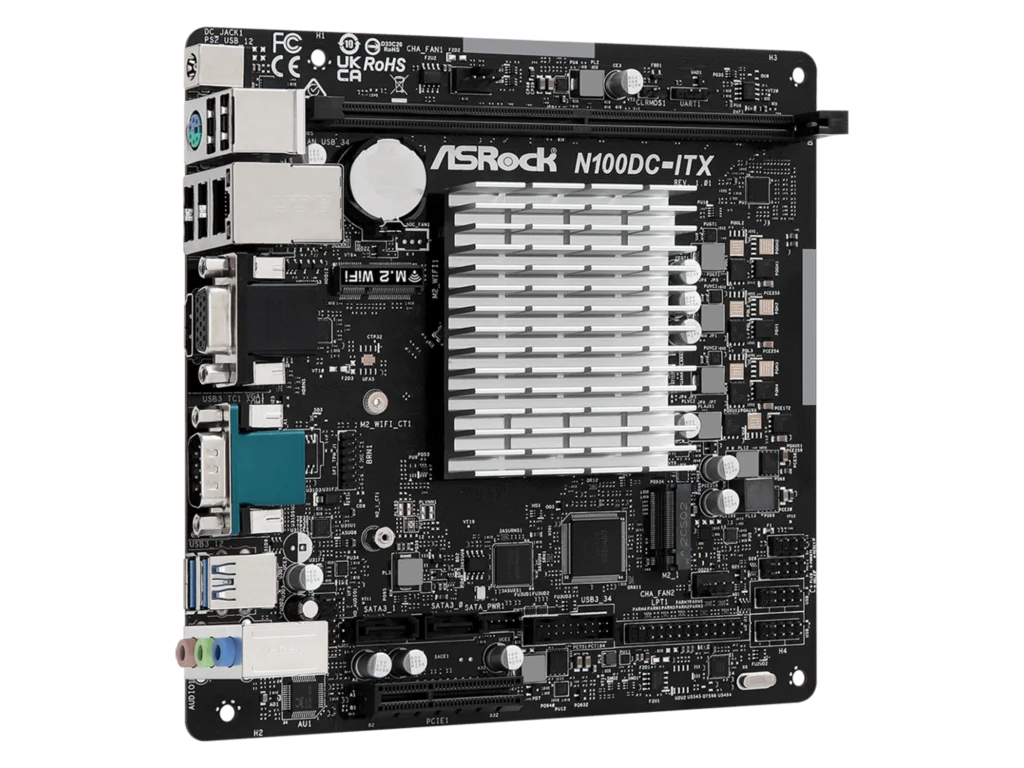 ASRock N100DC-ITX - Intel czterordzeniowy procesor N100 (do 3.4 GHz) DDR4- 2 SATA3, obsługuje technologię Intel Turbo Boost Mini ITX