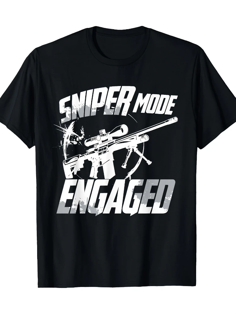 

Long Range Shooting & Sniper Rifle Military pattern -100% cotton summer casual short sleeve O-neck printed men's T-shirt.
