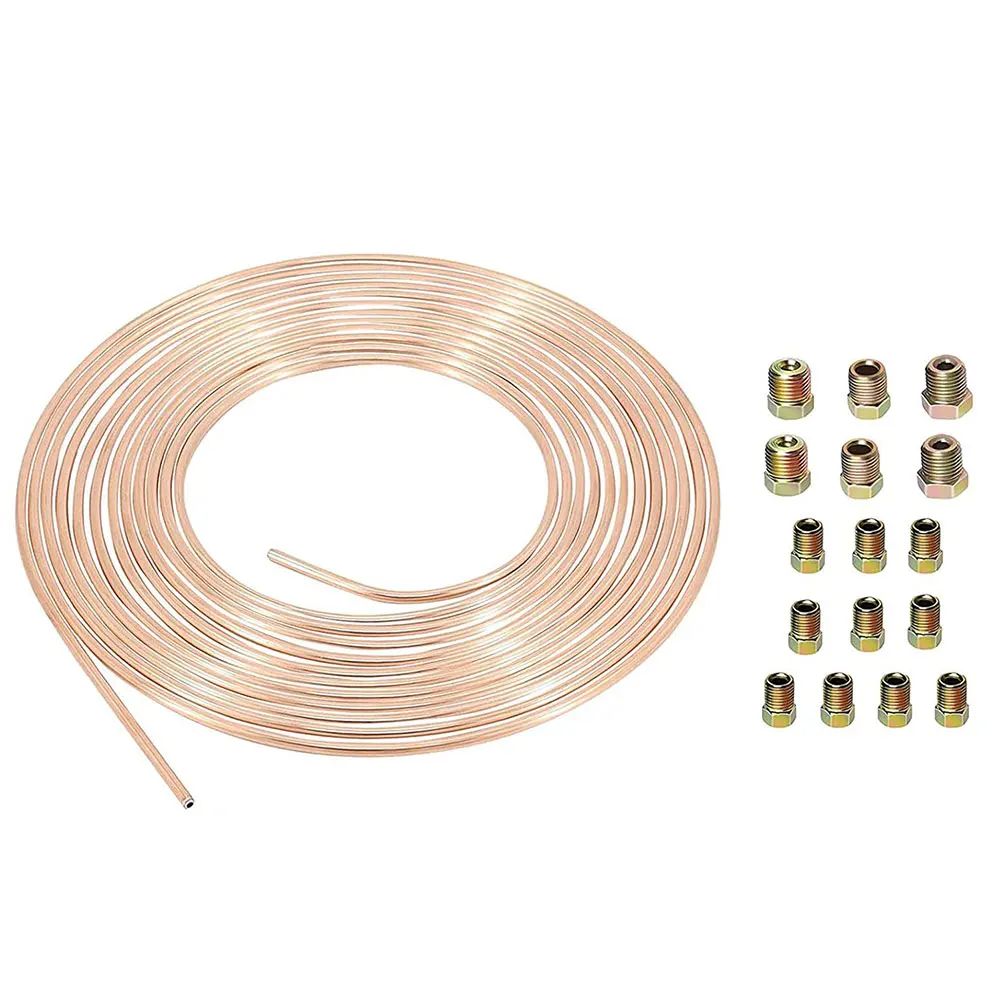 

3/16-Inch Brake Hose Kit 300 Inches Long with 16 Nuts and Connectors Compatible with Standard Automotive Brake Systems