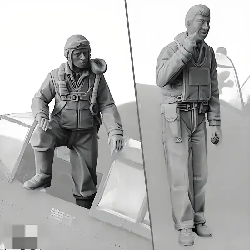 Conjunto de piloto dos EUA 1/35 (2 figuras), desmontado e sem pintura, tema