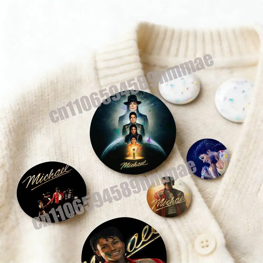 For M-Michael J-Jackson Movie 2026 Pins Insignia Badge Pin Cover Emblem Round Ornament 75mm Cosplay Brooch Button