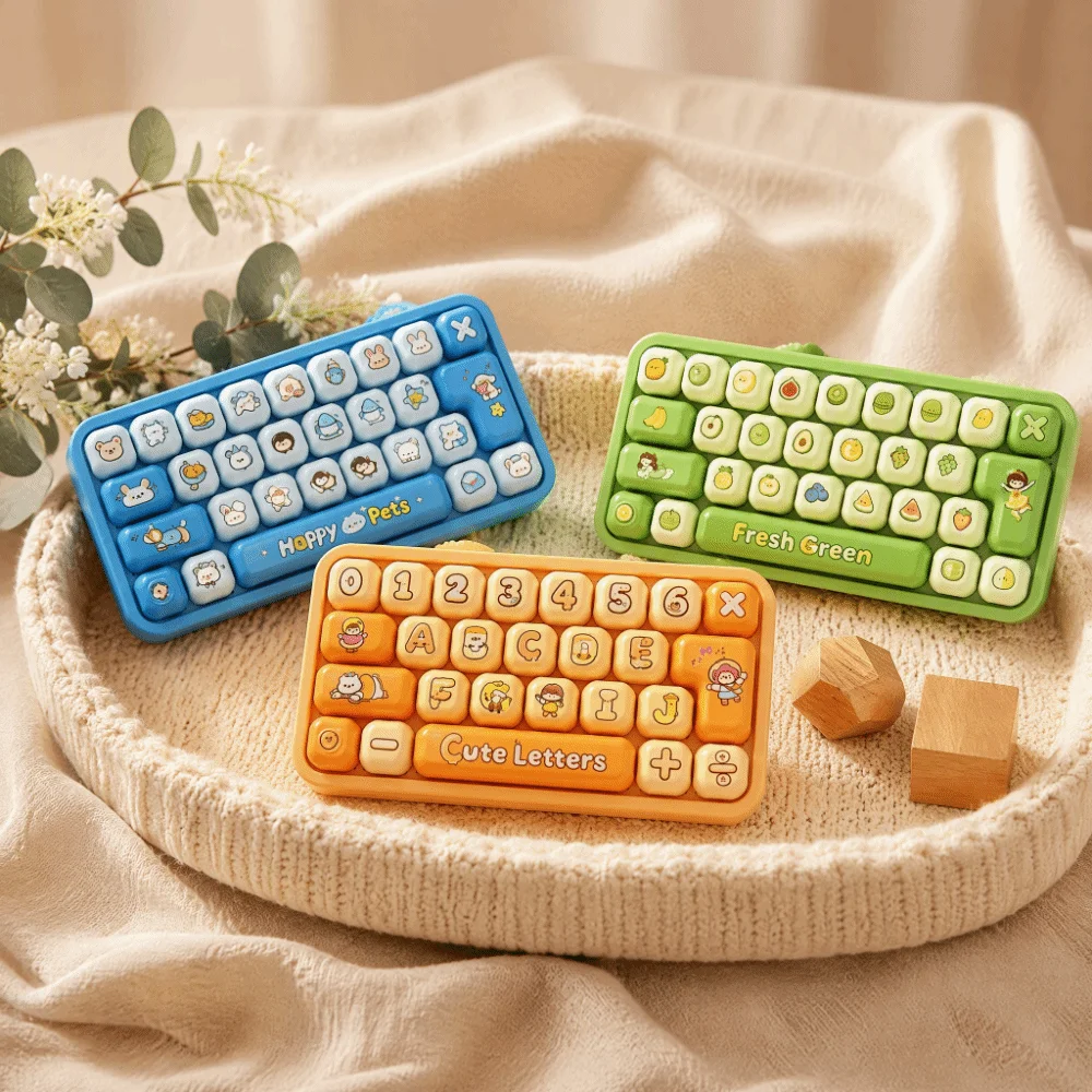 26-Key Decompression Button Transparent Dual-Tone Simulation Keyboard Mini Keyboard Pendant Cute Design Keyboard Keychain