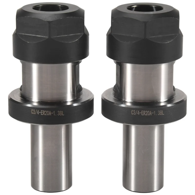 A68M-2Pcs Chuck Tool Holder C3/4-ER20-1.38L Tool Holder For Metal Processing, For Woodworking Accessories ER20 Chuck