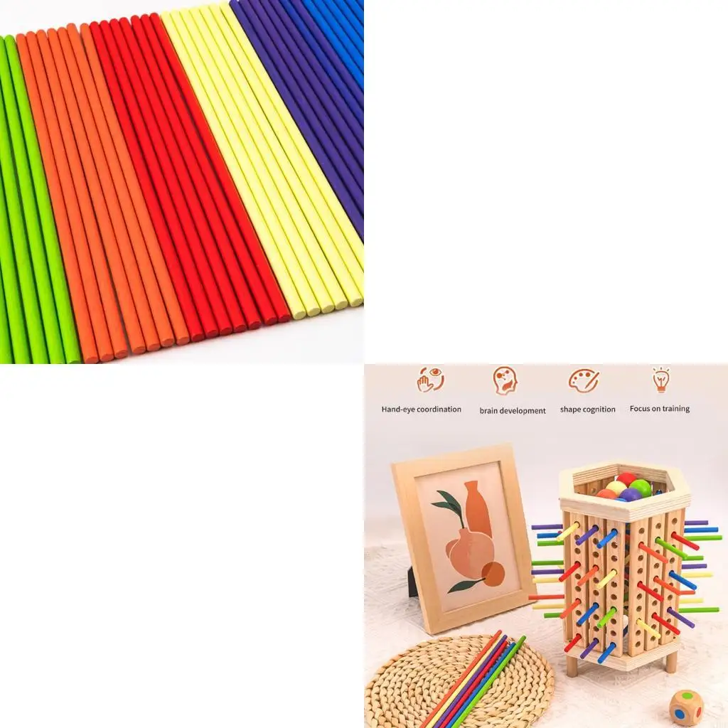 เกมหอคอยสแต็คไม้สีสันสดใสสำหรับเด็กที่มีฐานหกเหลี่ยมช่วยเพิ่มการโฟกัสและการประสานงานด้วยมือ
