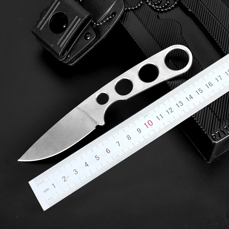 Knives Outdoor Small Fixed Blade Survival Knife Sharp Full Tang Stone Wash Camping Fruit knife Tool Portable K Sheath Necklace