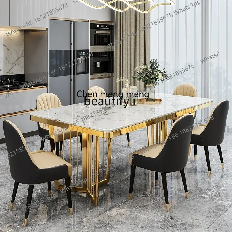M178 Light luxury dining table and chair combination marble small apartment modern simple rectangular Nordic home dining table29