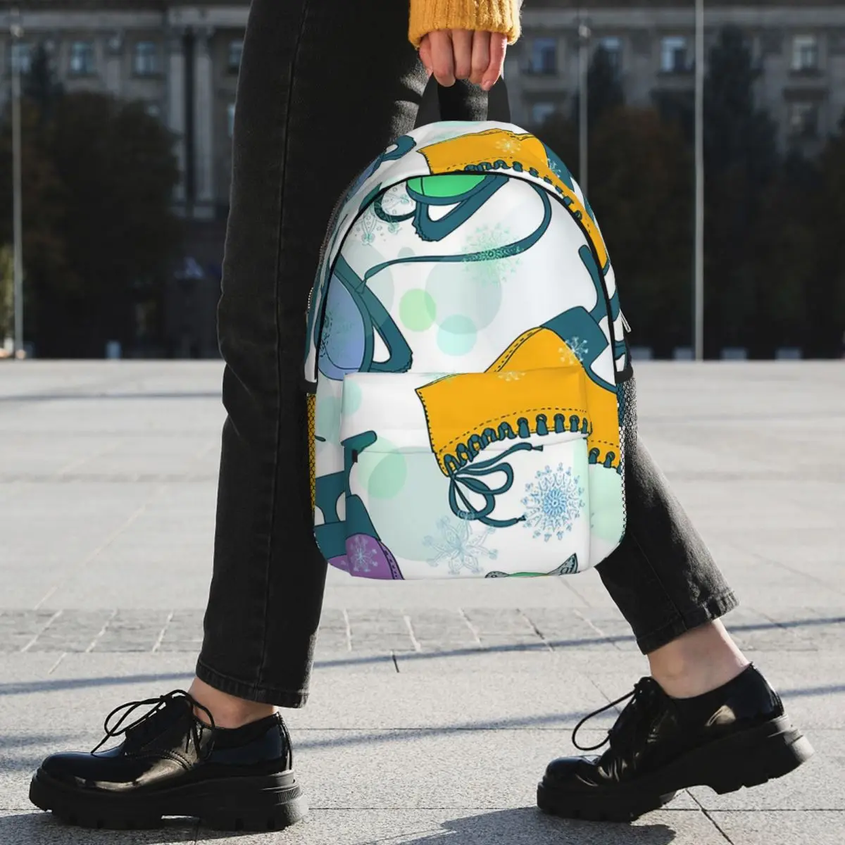 Colorful Ice Skates Pattern Backpack Student BookBag Kids School Bag Computer Shoulder Bags for Boys Girls