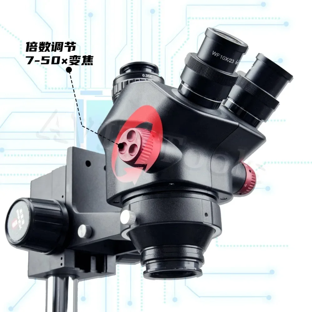 YCS-7050X HD กล้องจุลทรรศน์ Trinocular ขนาดใหญ่พิเศษฐาน 7-50 ซูมสําหรับโทรศัพท์มือถือ PCB เชื่อมกล้องจุลทรรศน์เครื่องมือ